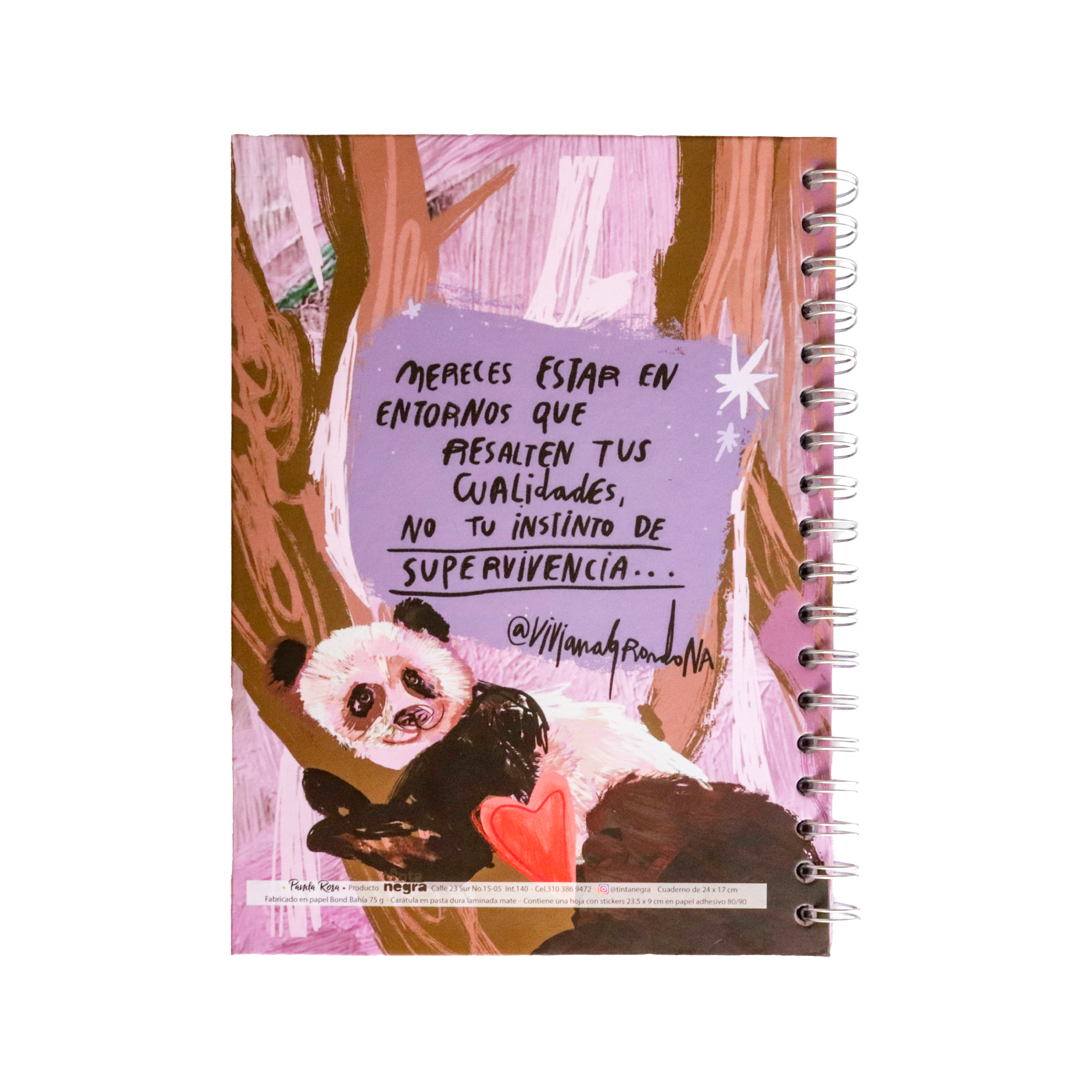 Cuaderno 5 Materias Mediano - Panda Rosa
